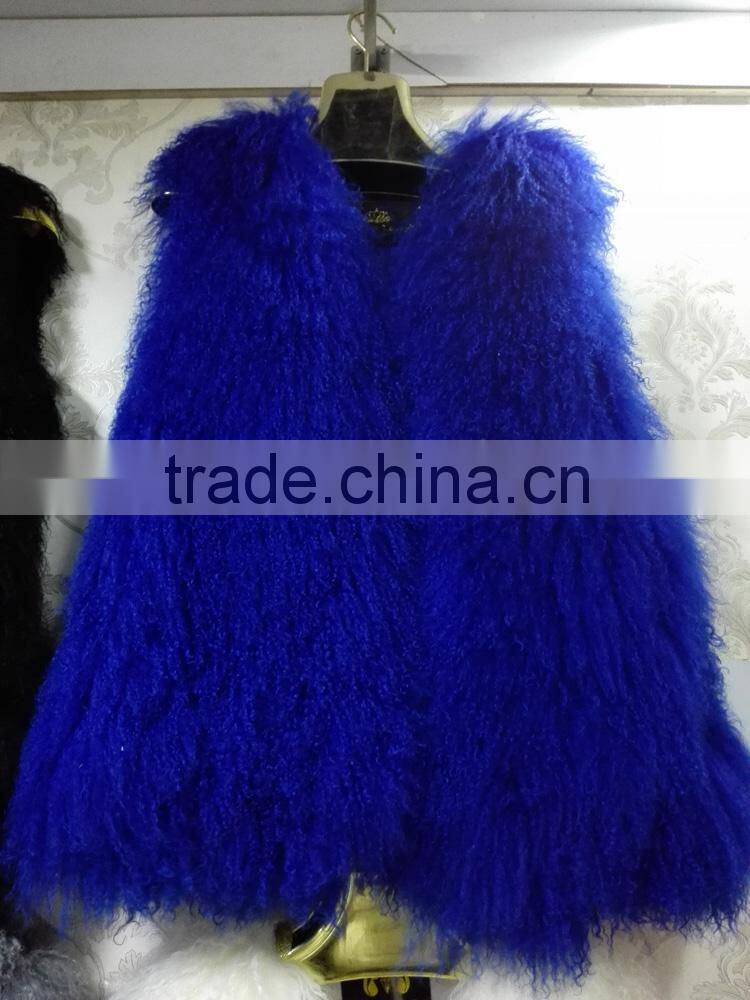 wholesale new style Tan sheep fur vest colored
