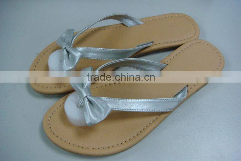 latest ladies fashion flat slipper sandals with bow
