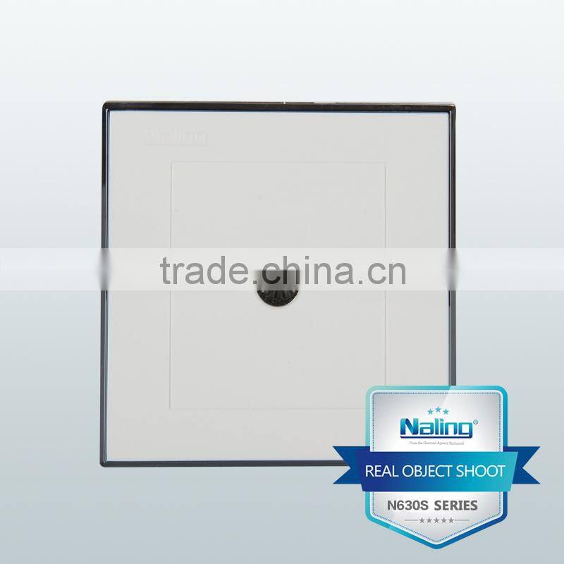 pure white with silver ring TV wall socket satellite