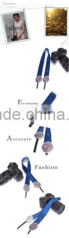 Factory supply LYNCA LM series cute colorful camera shoulder strap with lens blue pattern