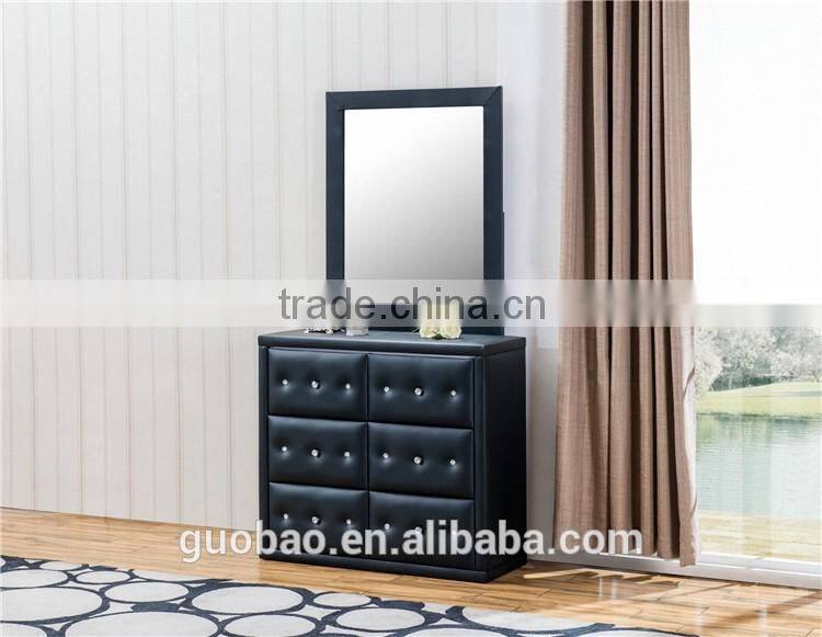Buttoned crystal PU leather simple dressing table designs
