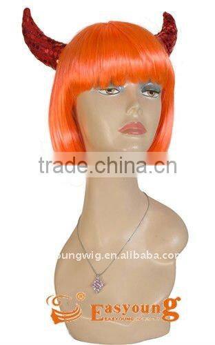 Cheap synthetic red color hair fashion orange color party wig, Halloween wig wholesale