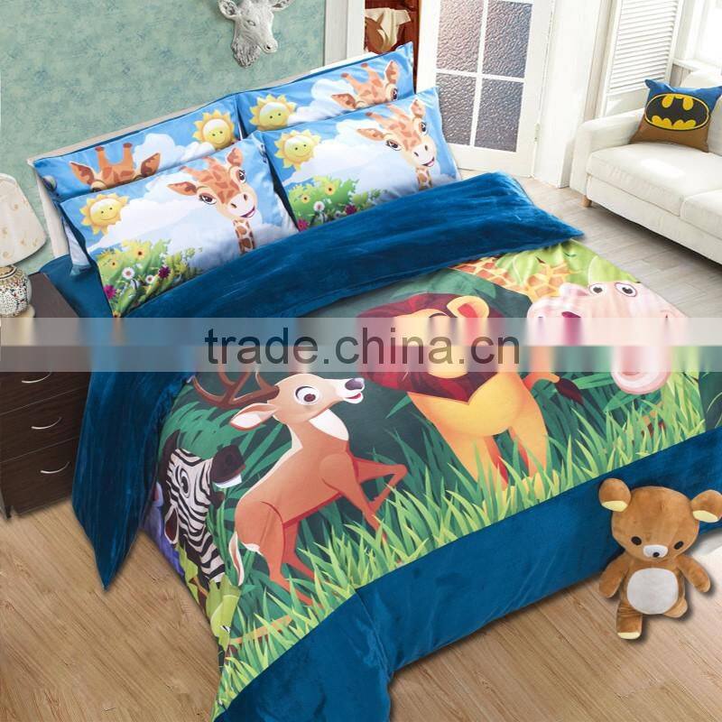 100% polyester 3D animal digital printed bedding set