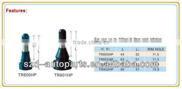 TR600 EPDM Rubber Motorcycle Tyre Valve / Clamp-in and High-pressure Metal Valve
