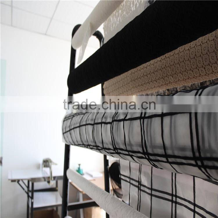 Navy blue flower lace fabric with white holes