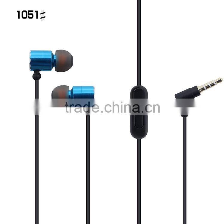 SNHALSAR mobile phone accessories, metal earphones with microphone, In-ear Headset