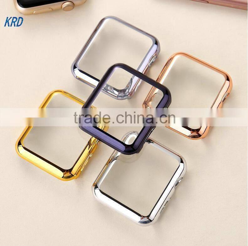 Electroplate Hard PC Case Cover With Protective Film For Apple Watch i Watch 38mm 42mm Shell Shockproof Frame Cover Shell