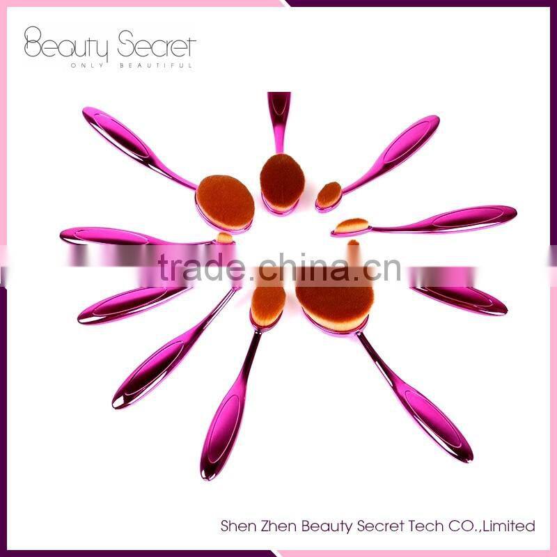 Oval multi-purpose 10 pcs makeup brush set