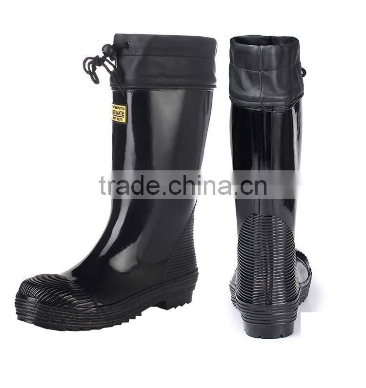 natural rubber men safety working boots equipped with steel toe cap and steel midsole