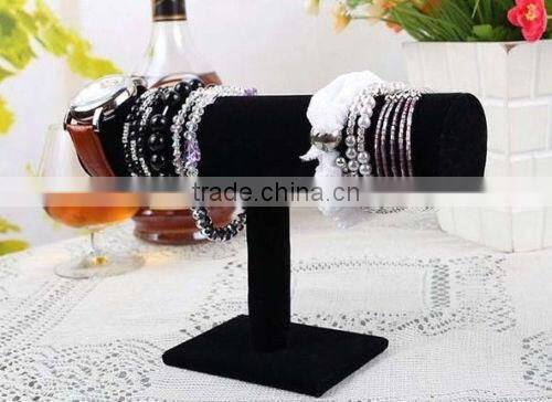 Black Velvet T-Bar Rack Jewelry Hard Stand Display