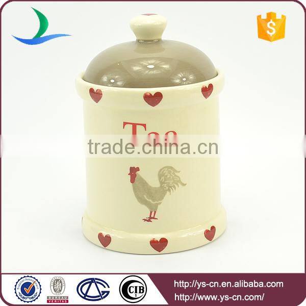 2015 ceramic cock decal tea jars ,Storage Jars factory