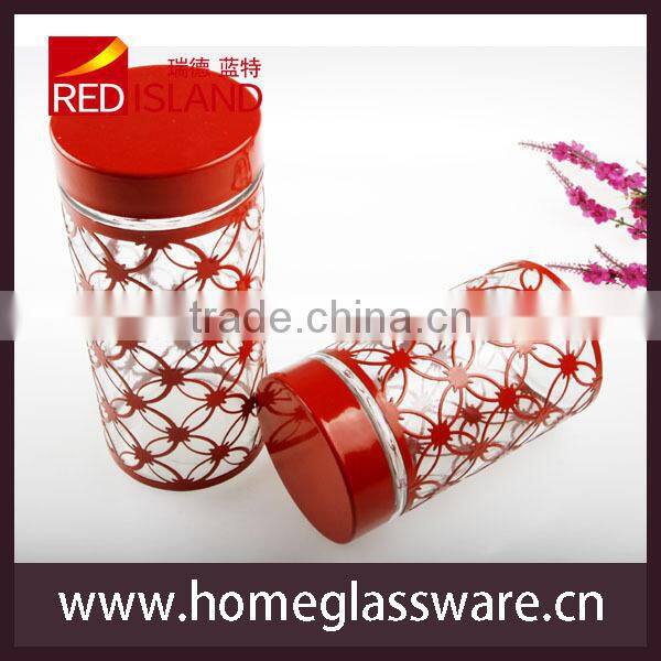 Metal surface food storage glass bottle