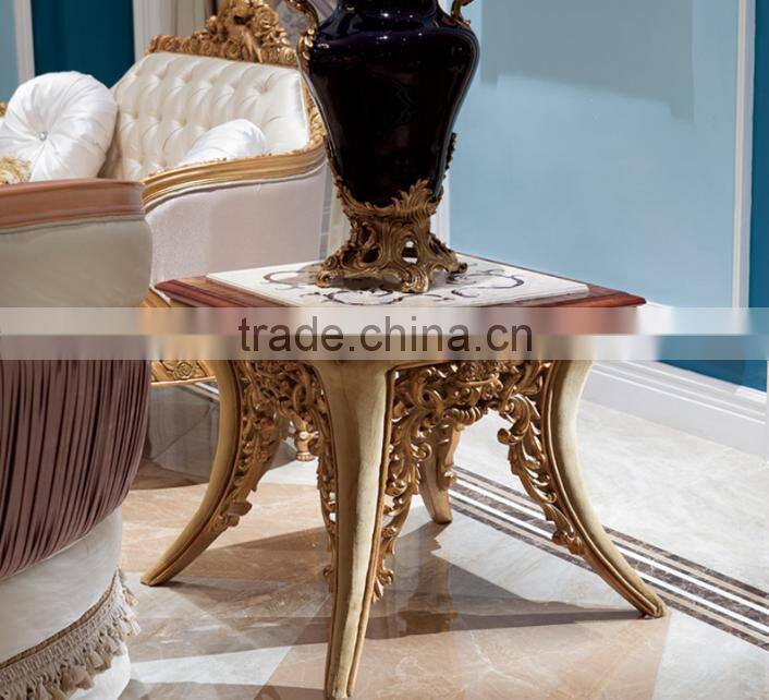 European style solid wood carving square end table
