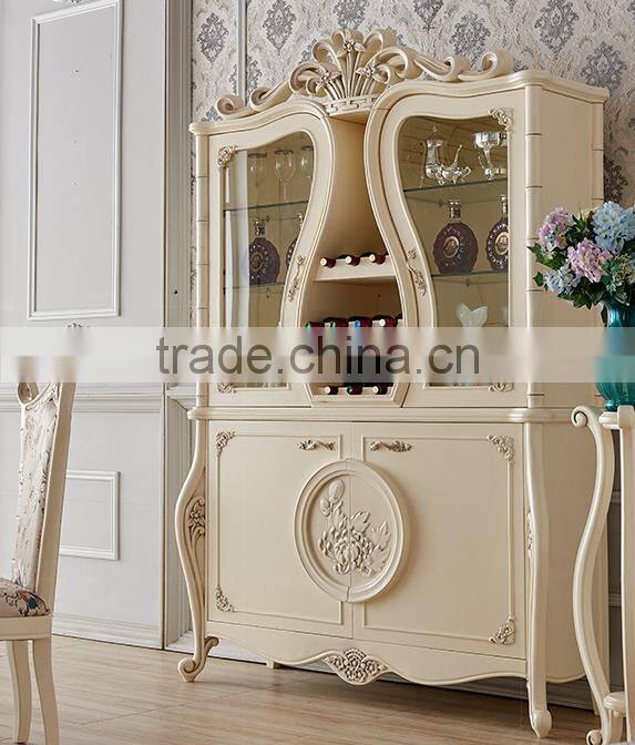 Brand new matching dining room furniture solid wood chrysanthemum carving two doors wine cabinet