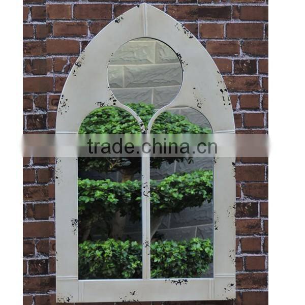 antique white outdoor metal framed mirror