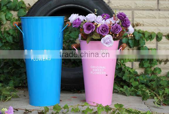 cheap bulk galvanized metal french high white painted tall flower vase