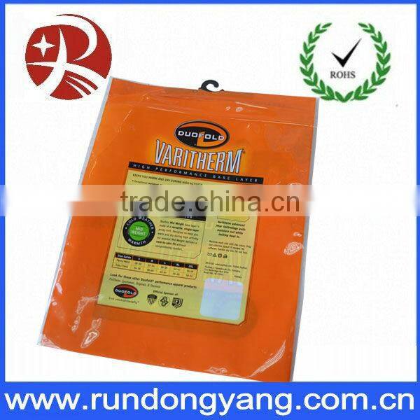 Zipper plastic underwear packaging bags with hanger