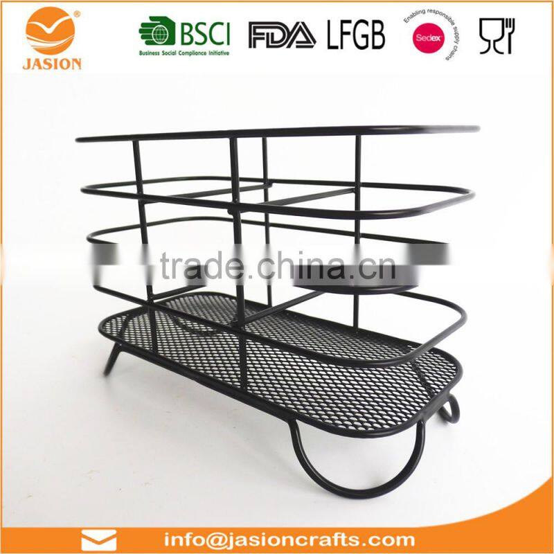 WI2905 Square Rose Gold Metal Wire Utensils holder