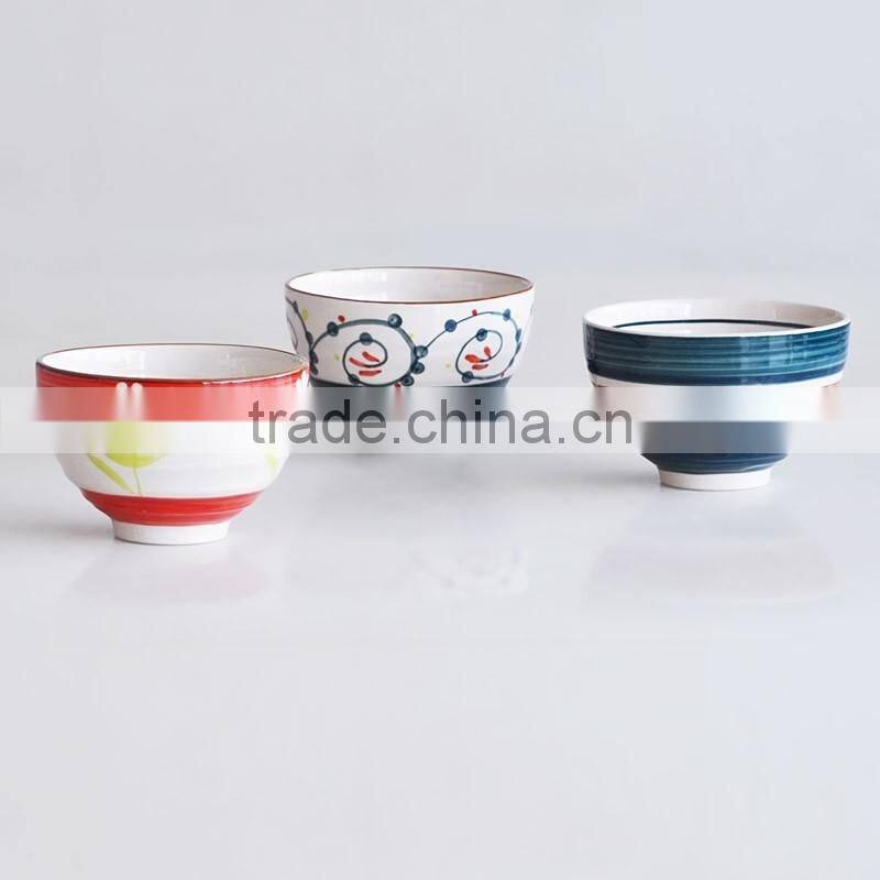 Japanese style 4.5 inch noddle and rice bowl with hand painting