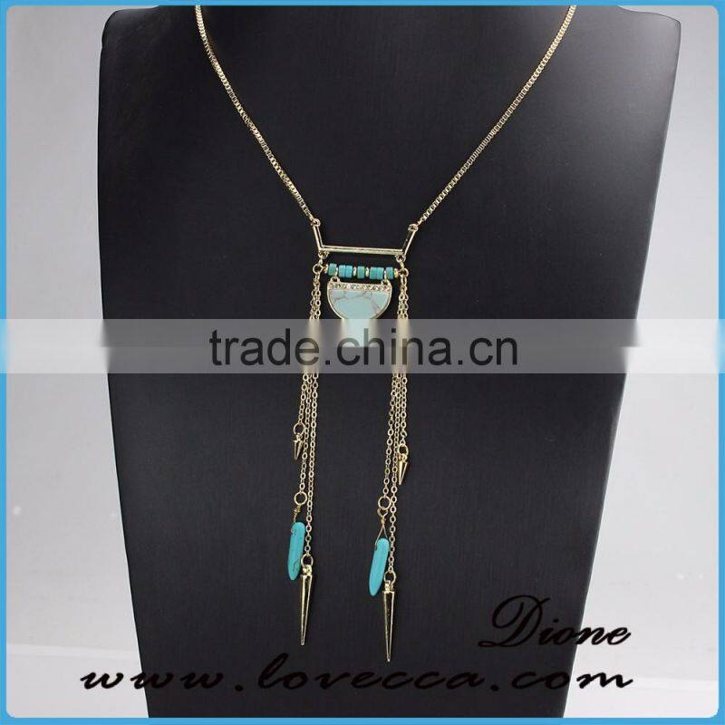 Wholesale Jewelry Gemstone Natural Stone Crystal Quartz Pendant Turquoise Necklace