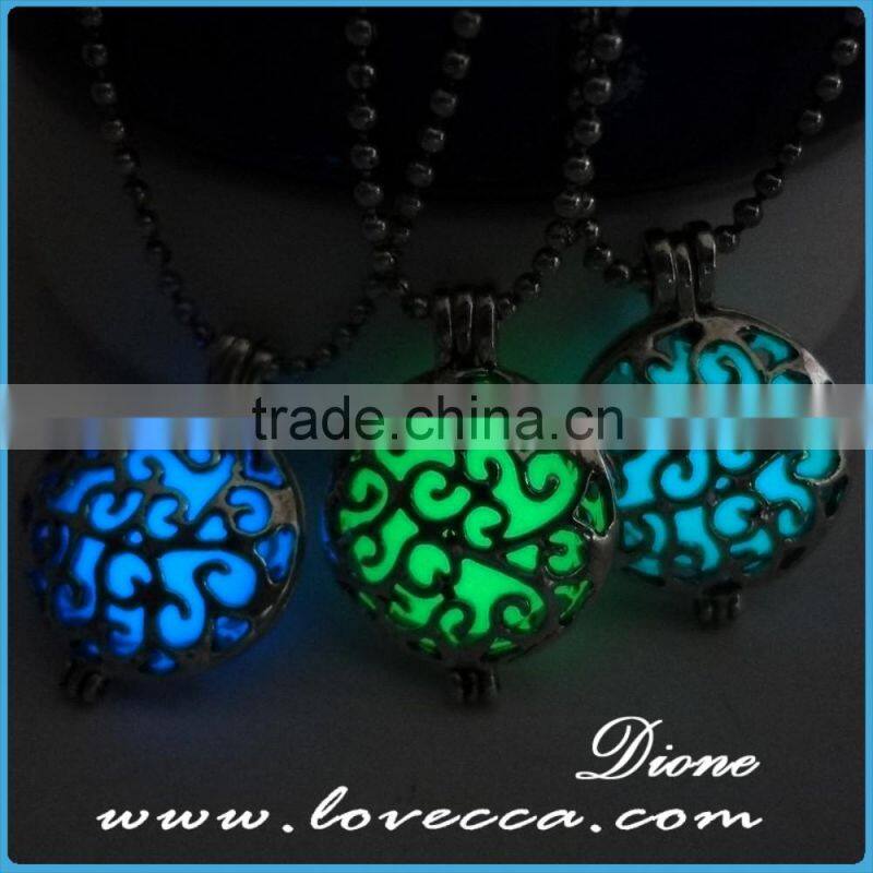 Night Ligh Glow in the dark necklace Fluorescent Hollow Locket Cage Glow In The Dark For Women