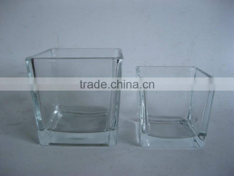 two size square of the glass candle holder
