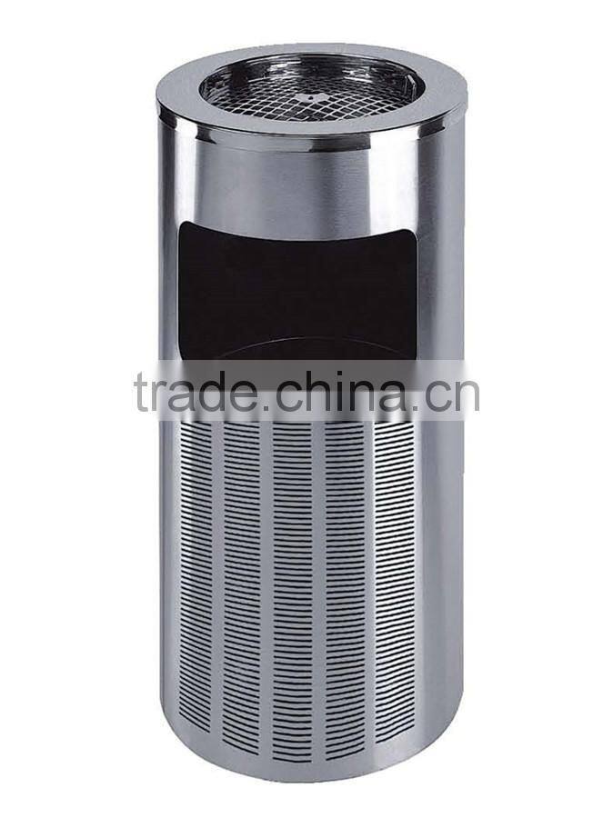 Round stainless steel dustbin with mesh design BY-64