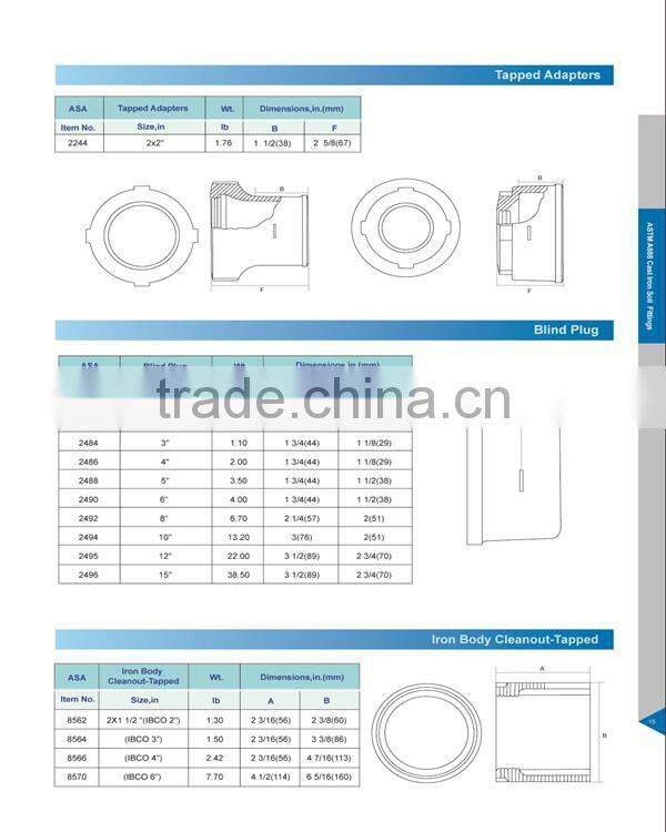 ASTM A888 Cast Iron Soil Pipe Fittings