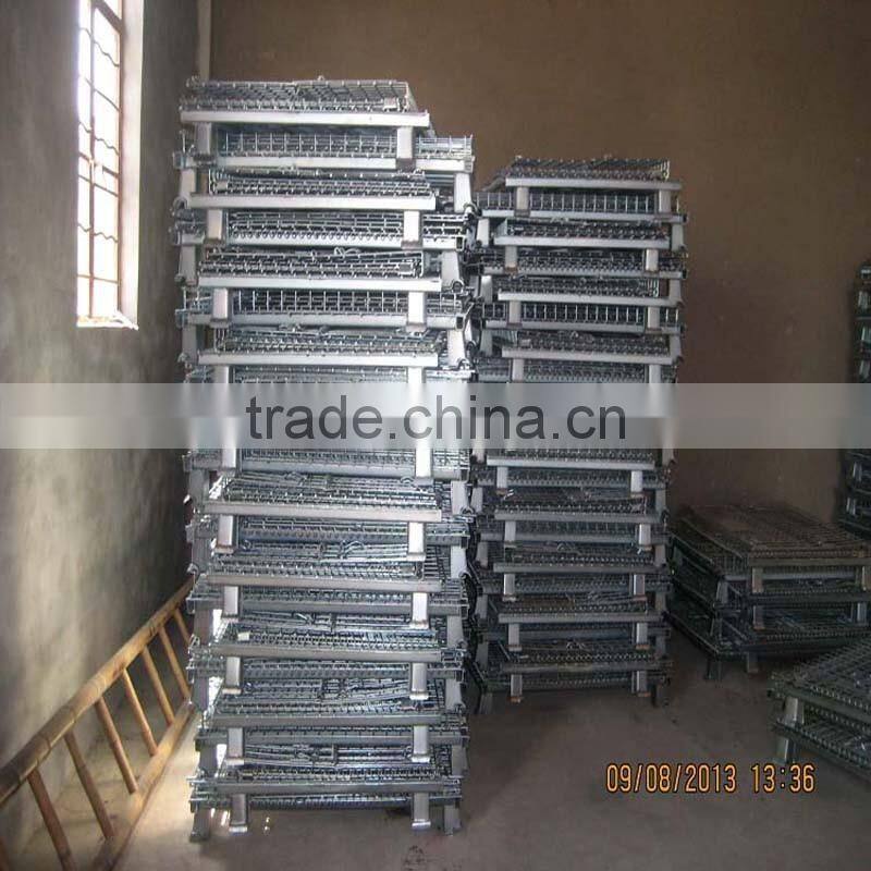 Warehouse folding steel storage cage/roller container