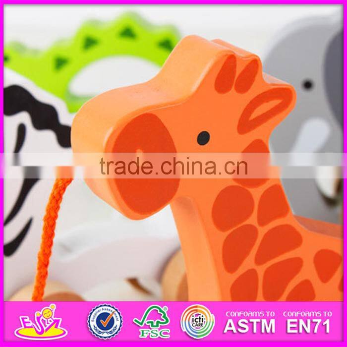 2015 Lovely wooden pull toy for kids,Best seller Children pull line toy,High quality Baby wooden toy pull and push toy W05B084
