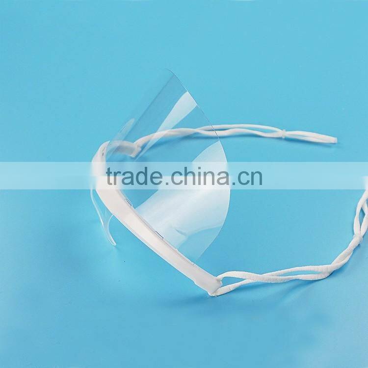 High quality white holder anti saliva food hygiene clear plastic transparent face mask for food service