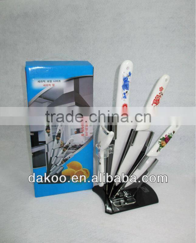 3"+6"+Peeler+ Knife Holder Sharp Kitchen Ceramic Knives With Ceramic Handle