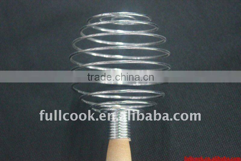 New design egg beater w/wooden handle stainless steel kitchen whisk tools egg beater
