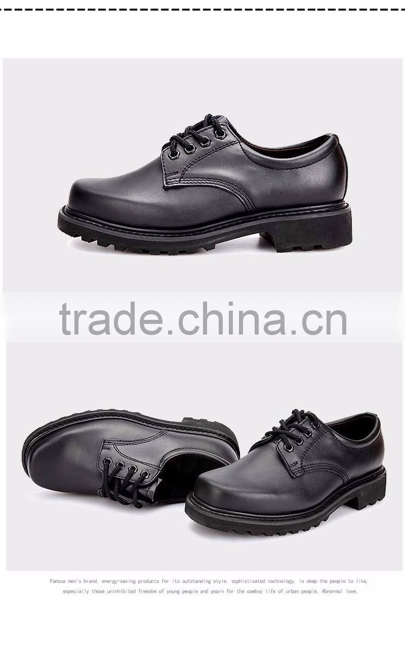 Black genuine cow leather goodyear welted men safety shoes
