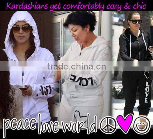 NEW LADIES WOMENS CELEBRITY PEACE LOVE SWEATSHIRT TRACKSUIT