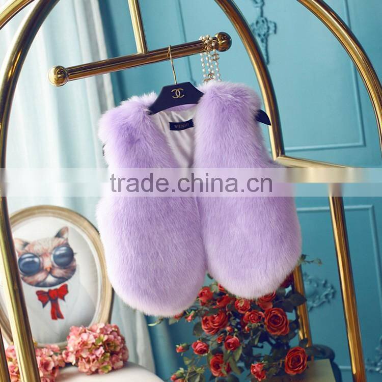winter high-grade candy color thick luxury lady short faux fox fur vest woman dress