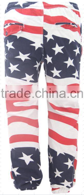 Mens fashion elastic 180g TC washed long pants in stock