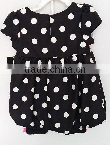 2016 fashion baby girls white dots dress with knit pants for summer