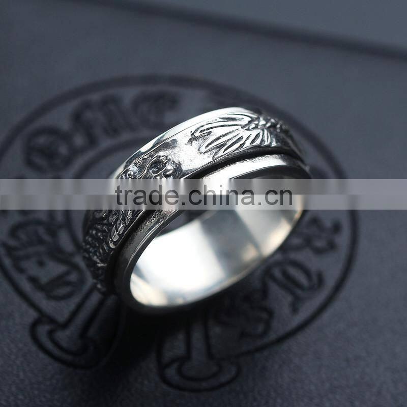 Fancy Chinese dragon design cool punk style brass / 925 sterling silver men's ring