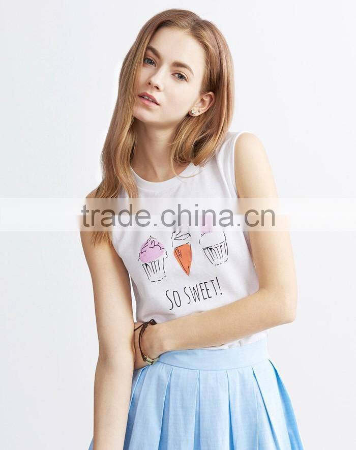 Fashionable lovely printed lady custom singlet