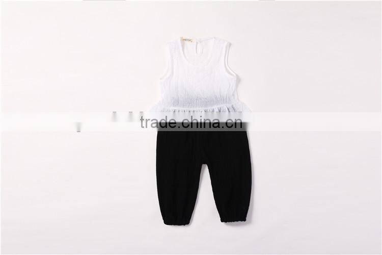 Wholesale children's boutique clothing sets vest shirt pure color muslin pants