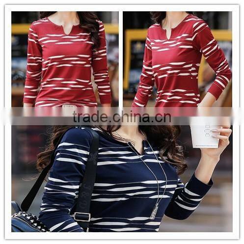 wholesales comfortable 100% cotton t-shirt long sleeve for ladies