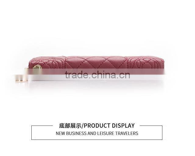 2017 Luxury Fashion Women Wallet Long Purse Bueatiful Flower Embossing Zipper Woman Leather Purse