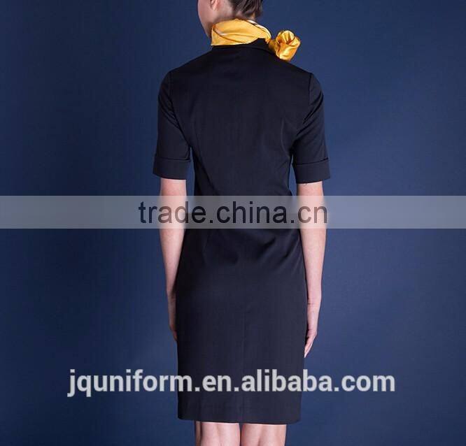 custom nice and chantilly cotton material dress stewardness female uniforms for the airport