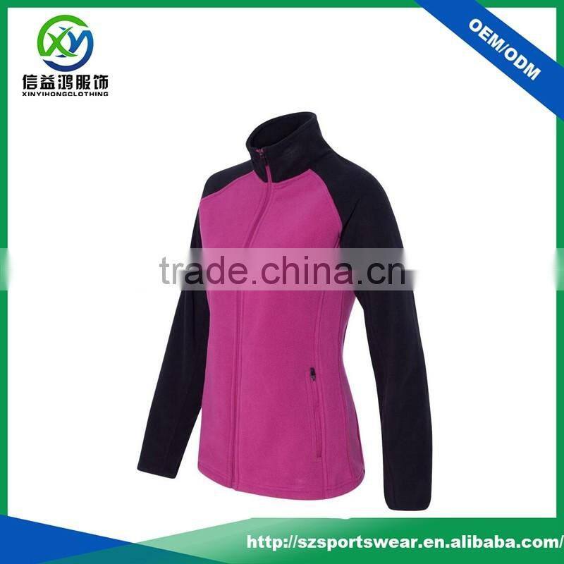 Custom design splicing black sleeve comfort warm woman jacket with zip pockets
