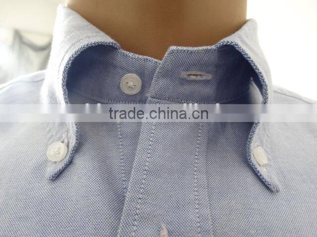 2016 100% washed cotton button up rolled collar long sleeve light blue oxford shirts for men