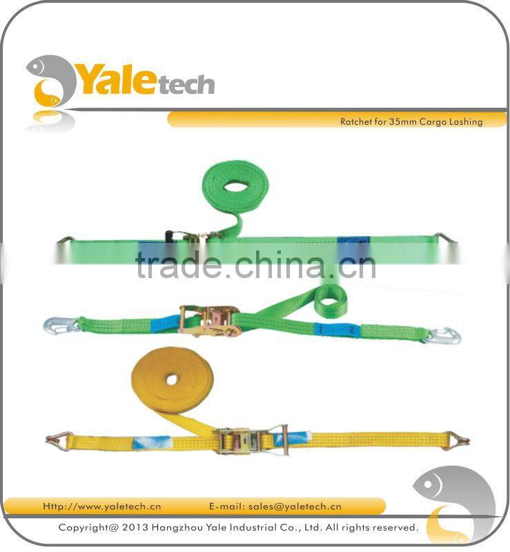 ratchet for lashing belt, ratchet with 1.5" finger line handle, yellow zinc plated