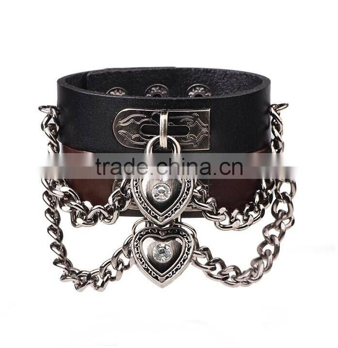 Fashion Adjustable Pressure Leather Wrap Wristband Cuff Punk Bracelet Bangle