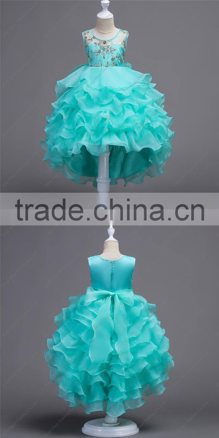 Fashion kids teenagers cake layered dress latest designs evening gowns for girls
