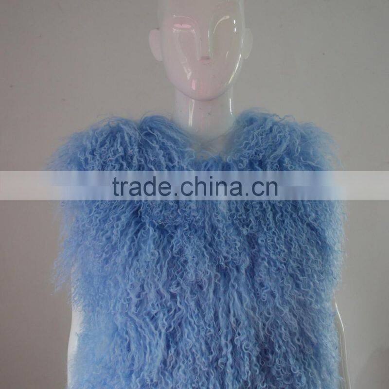 SJ036-02 Customized Size Real Genuine Sheep Fur Vest / Lamb Fur Over Coat For Winter